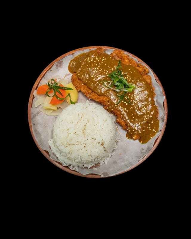 Crispy chicken katsu with choice of gravy teriyaki or curry sauce