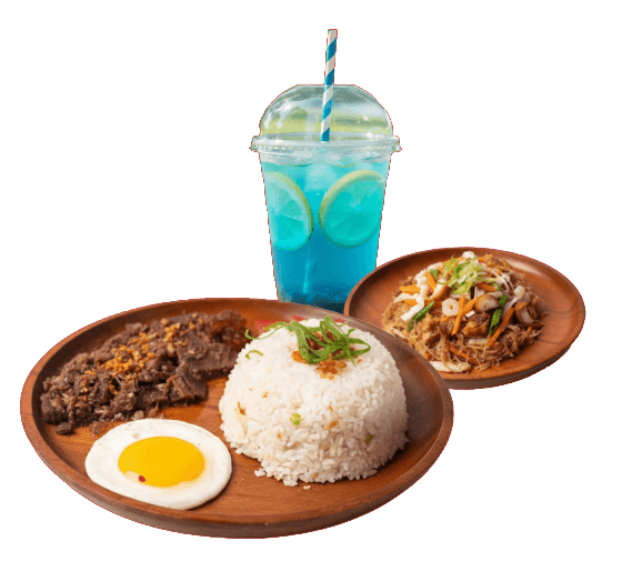 Silog supreme combo with sisig or silog, side and drink
